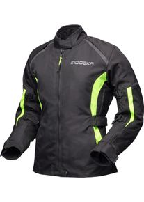 Modeka Luana, textile jacket waterproof women , color: Black/Neon-Yellow , size: 36