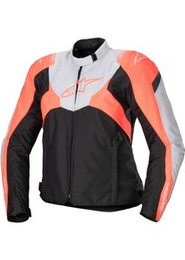 Alpinestars Stella T-Jaws V4, casaco t&ecirc;xtil imperme&aacute;vel para mul , cor: Preto/Cinzento Claro/Vermelho N&eacute;on , tamanho: XXL