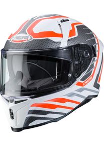 CABERG Avalon Forge, full face helmet , color: Matt White/Neon-Orange/Silver , size: XL