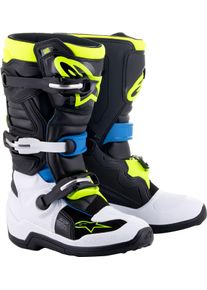 Alpinestars Tech 7S S25, buty młodzieżowe , kolor: Czarny/Biały/Niebieski/Neonowyowy-Żółty , rozmiar: 8 US