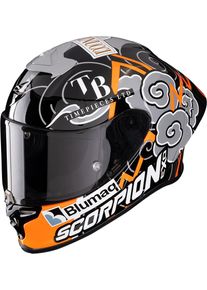 Scorpion EXO-R1 Evo Air FIM Racing#1 Aron 2024, casco integrale , colore: Nero/Grigio/Arancione , dimensione: L