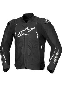 Alpinestars Dusk, veste en cuir , couleur: Noir/Blanc , taille: 50