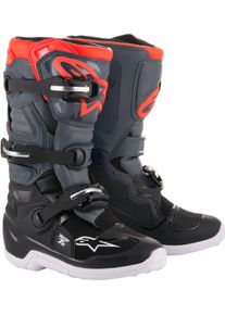 Alpinestars Tech 7S S25, boots youth , color: Black/Dark Grey/Neon-Red , size: 6 US