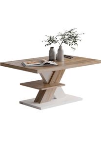 Casaria Mesa de centro Detroit blanco/roble sonoma 90x60x45cm