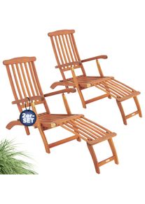 Casaria Tumbonas set de 2 madera de acacia respaldo reclinable