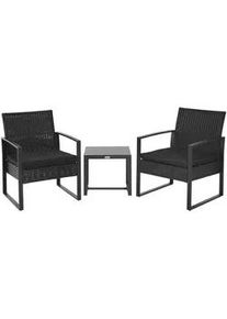 Outsunny Rattan Gartenmöbel Set mit Kissen Garten Schwarz , Kunststoff , Gartenmöbel, Gartenmöbel-Sets
