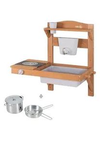 Roba Spiel- UND Matschküche zum Hängen teak , Teakfarben , Holz , Rechteckig , 65x65x36 cm , unisex , FSC 100% , Outdoor Spielzeug, Gartenspielzeug