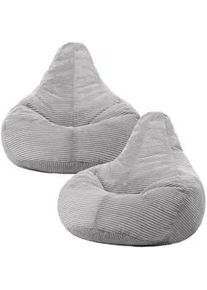 I.C.O.N. icon Sitzsack Sessel aus Cord 2-tlg. , Grau , Kunststoff , 90x73x84 cm , Hergestellt in Deutschland , Wohnzimmer, Hocker, Sitzsäcke, XXL Sitzsäcke