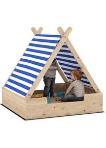 Aiyaplay Sandkasten, Naturholz, Tannenholz, Polyester , Naturfarben , Holz , 120x126.5x120 cm , Outdoor Spielzeug, Sandkästen