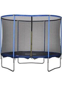 HOMCOM Trampolin mit Sicherheitsnetz, Stahl, Blau+Schwarz, bis 113,6 kg , Multicolor , Kunststoff , 248x248x305 cm , Outdoor Spielzeug, Gartenspielzeug