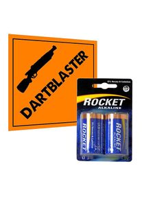 VOLTRONIC Rocket Alkaline D Quality Battery 2 Pack for blasters and toys - e.g. NERF Titan, Rhino-Fire, Havoc, Vulcan, Stampede
