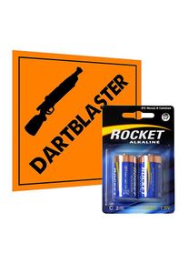 VOLTRONIC Rocket Alkaline C Quality Battery 2 Pack for blasters and toys - e.g. NERF Rapidstrike, Nitron