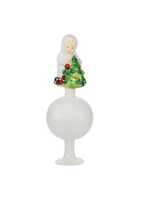 Puntale per albero di Natale: Bambino di neve con albero di Natale