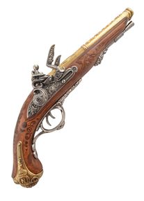 Steinschloßpistole mit Doppellauf