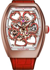 Franck Muller Vanguard Heart Skeleton 42.3 x 32mm - V32S6SQTHEART(RG)5N - Ladies watch with multicolor dial and alligator leather strap