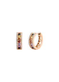 Sapphire hoop earrings Rainbow 2x 0.34 ct with 84 diamonds 2x 0.05 ct, G/SI1 in 750 rose gold