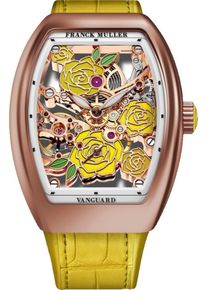 Franck Muller Vanguard Rose Skeleton 42.3 x 32mm - V32S6SQTROSE(JA)5N - Ladies watch with multicolor dial and alligator leather strap