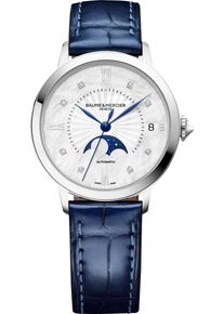Baume & Mercier Classima Lady Moonphase 34mm - M0A10633 - Ladies watch with diamonds, mother of pearl dial and alligator leather strap