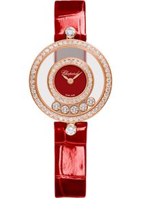 Chopard Happy Diamonds Icons 25.8mm - 203957-5210 - Ladies watch with diamonds, red dial and alligator leather strap