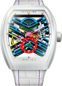 Franck Muller Vanguard Skeleton Colored Dream 53,7 x 44mm - V-45-S6-SQT-COL-DRM-(BC) - Men's watch with multicolored dial and alligator leather