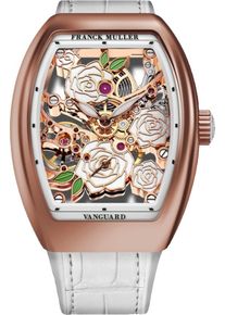 Franck Muller Vanguard Rose Skeleton 42.3 x 32mm - V32S6SQTROSE(BC)5N - Ladies watch with multicolor dial and alligator leather strap