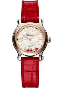 Chopard Happy Sport Automatic 30mm - 278573-6026 - Ladies watch with diamonds, silver dial and alligator leather strap