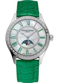 Frederique Constant Classics Elegance Luna 36mm - FC-331MPWGRD3BD6 - Ladies' watch with diamonds, mother-of-pearl dial and calfskin strap