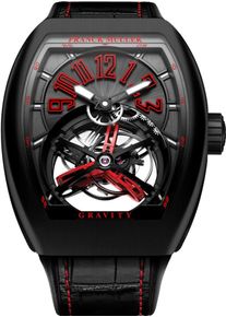 Franck Muller Vanguard Gravity 53.7 x 44mm - V45TGRCSNRBR(ER)TTALLBK - Mens watch with black dial and alligator leather strap