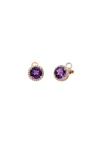 Amethyst stud earrings 2x 1.3 cts with 44 diamonds 2x 0.095 cts, G/SI1 in 750 rose gold