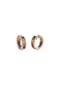 Sapphire hoop earrings Rainbow 2x 2.105 cts with 124 diamonds 2x 0.45 cts, G/SI1 in 750 rose gold