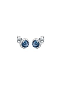London topaz stud earrings 2x 0.61 ct with 36 diamonds 2x 0.085 ct, G/SI1 in 750 white gold