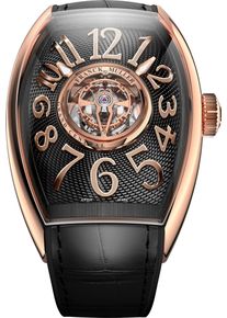 Franck Muller Grand Central Cintree Curvex 58,7 x 40,16mm - CX-40-T-CTR-5N-ACNRBR-5N - Men's watch with black dial and alligator leather