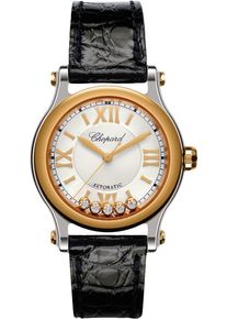 Chopard Happy Sport Mini Automatic 30mm - 278573-6013 - Ladies watch with diamonds, silver dial and alligator leather strap