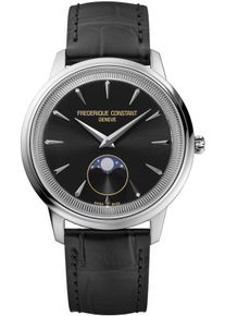 Frederique Constant Classic Moneta Moonphase 37mm - FC-206B3S6 - Wrist watch with black dial and black alligator leather strap