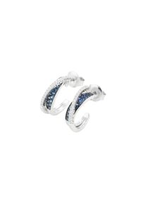 Ponte Vecchio Gioielli Promesse hoop earrings - CO1902ZAW - in 750 white gold with diamonds (2x 0.085 carat) and sapphire