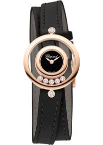 Chopard Happy Diamonds Icons 25.8mm - 209415-5004 - Ladies watch with diamonds, black dial and calfskin strap
