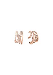 Mattioli Tibet hoop earrings - MOR075R080W - in 750 rose gold with several white diamonds (2x 0.55 carat)