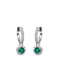 Emerald earrings 2x 0.225 ct with 44 diamonds 2x 0.16 ct, G/SI1 in 750 white gold