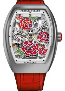 Franck Muller Vanguard Rose Skeleton 42.3 x 32mm - V32S6SQTROSE(RG)OG - Ladies watch with multicolor dial and alligator leather strap