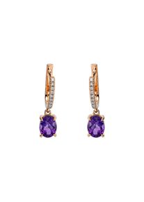 Amethyst earrings 2x 1.155 cts with 22 diamonds 2x 0.085 cts, G/SI1 in 750 rose gold
