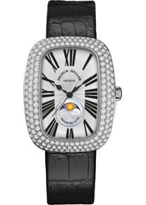 Franck Muller Galet Moonphase 44 x 34.1mm - 3000-M-SC-AT-FO-L-R-D3-OG - Ladies' watch with diamonds, silver-colored dial and alligator leather