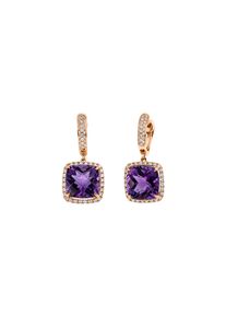 Amethyst earrings 2x 3.4 cts with 106 diamonds 2x 0.245 cts, G/SI1 in 750 rose gold