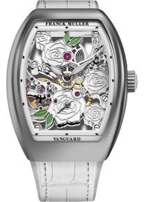 Franck Muller Vanguard Rose Skeleton 42.3 x 32mm - V32S6SQTROSE(BC)OG - Ladies watch with multicolor dial and alligator leather strap