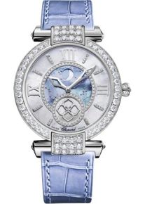 Chopard Imperiale Automatic Moonphase 36mm - 384246-1001 - Ladies watch with diamonds, mother of pearl dial and crocodile leather strap