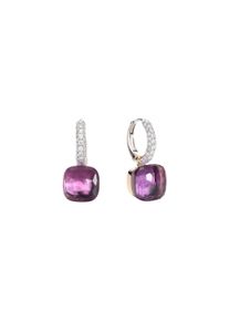 Pomellato Nudo Amethyst Earrings - POB4010-O6000-DB0OI - in 750 white gold and rose gold with 2 amethysts and several brilliant-cut diamonds (2 x