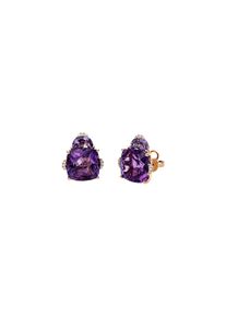 Amethyst stud earrings 2x 6.8 cts with 18 diamonds 2x 0.035 cts, G/SI1 in 750 rose gold