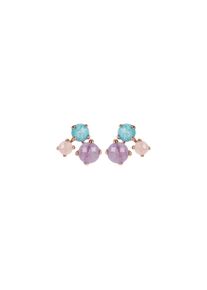 BRONZALLURE Felicia stud earrings - WSBZ01667.AML - made of bronze (rose gold-plated) with amethyst, amazonite and quartz