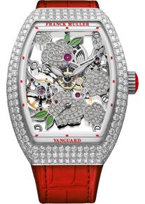 Franck Muller Vanguard Rose Skeleton 42,3 x 32mm - V-32-S6-SQT-ROSE-D-MVT-D-(RG)-OG - Ladies' watch with diamonds, multicolored dial