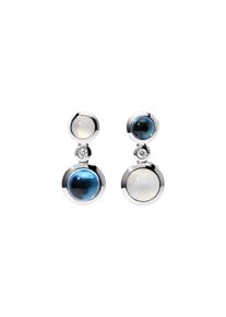Tamara Comolli BOUTON 2 Cabochon Ocean Earrings - E-BOU-2-OCE-CL-WG - in 750 white gold with 2 diamonds (2x 0,14 carat) and several gemstones