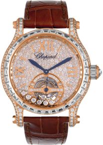 Chopard Tourbillon Joaillerie 42mm - 274462-5001 - Ladies watch with rose gold dial and alligator leather strap